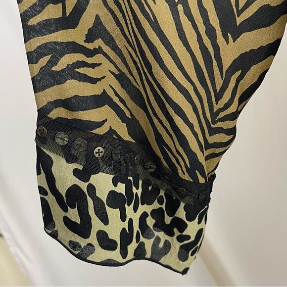 Usindo Sheer Sequined Animal Print Boho Artist Shirt Dress Vintage Size S - Picture 9 of 13